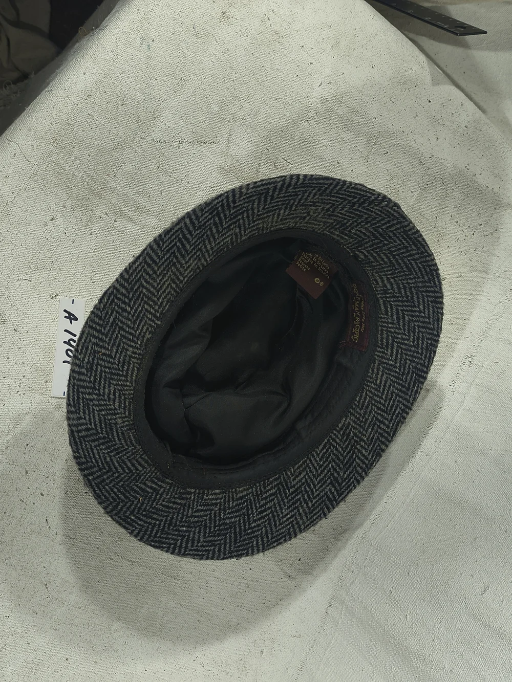 Herringbone Wool Blend Fedora Med By Dorfman Pacific Headwear in Charcoal Grey